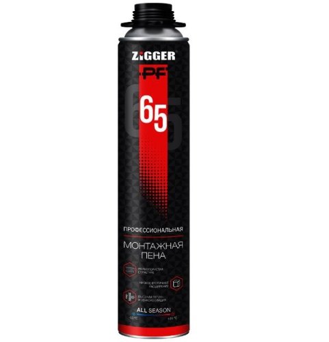 Пена монтажная профессиональная Zigger PF, выход до 65 л, 920 г картинка